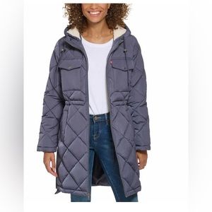 Levi's Ladies' Quilted Parka Jacket with Plush Hood